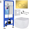 Унитаз подвесной Roxen Porto в комплекте с инсталляцией StounFix Dual Fresh 6 в 1 968015 (кнопка: золото глянцевое )