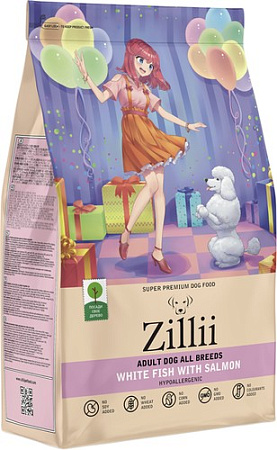 Сухой корм для собак Zillii Adult Dog All Breed белая рыба с лососем 800 г