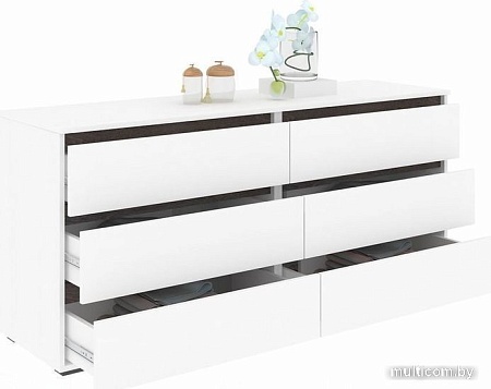 Комод Кортекс-мебель Бари 160 6ш (белый/белый/береза)