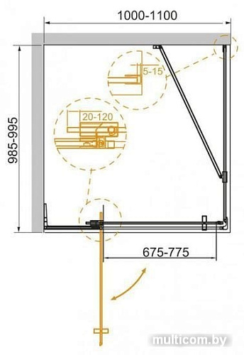 Душевой уголок Cezares SLIDER-AH-1-90-80/90-BR-CR