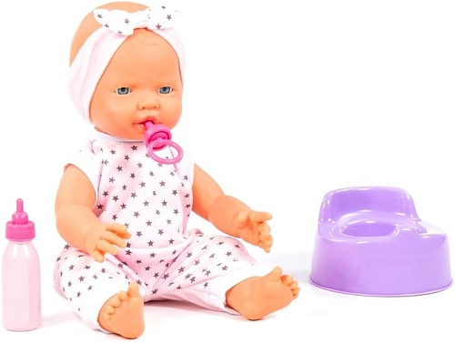 Пупс Полесье Веселый с соской, бутылочкой и горшком 86747