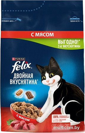 Сухой корм для кошек Felix Двойная вкуснятина с мясом 3 кг