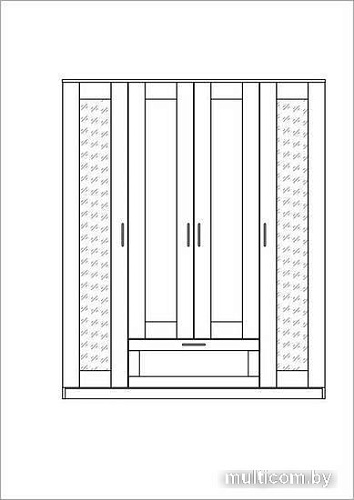 Шкаф распашной Mio Tesoro Сириус 4-х створчатый 1 ящик с 2-мя зеркалами 2.02.01.042.5 (дуб венге)