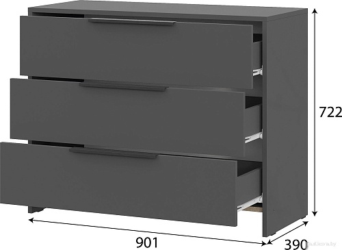 Комод Mio Tesoro Камелия 1К 3 ящика (графит серый)