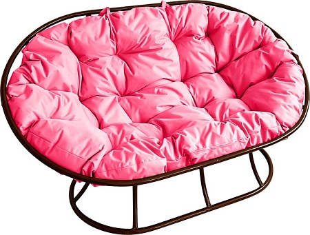 Садовый диван M-Group Мамасан 12100208 (коричневый/розовая подушка)