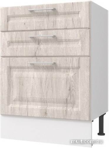 Шкаф напольный Горизонт Классик 60 3 ящика кухонный (рустик серый)