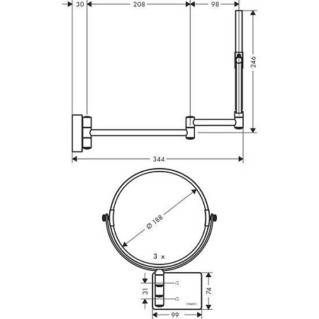 Косметическое зеркало Hansgrohe AddStoris 41791670