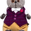 Классическая игрушка BUDI BASA Collection Басик в бордовом жилете с розочкой Ks19-178 (19 см)