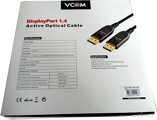 Кабель VCOM D3751-40M DisplayPort - DisplayPort (40 м, черный/коричневый)