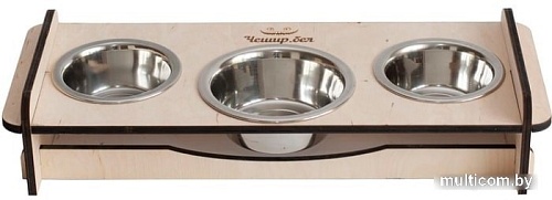 Миски на подставке Чешир Обжора 3 миски 400 мл (бежевый)