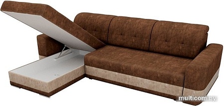 Угловой диван Mebelico Честер 61107 (левый, велюр, коричневый/бежевый)