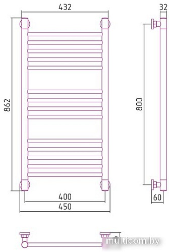 Полотенцесушитель Сунержа Богема+ прямая 800х400 30-0220-8040
