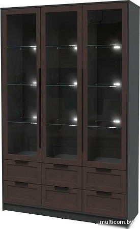 Шкаф-витрина Интерлиния Концепт Тренд КТ-ШВ3 с подсветкой (антрацит/дуб английский)