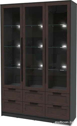 Шкаф-витрина Интерлиния Концепт Тренд КТ-ШВ3 с подсветкой (антрацит/дуб английский)