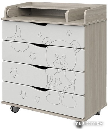 Детский комод Pituso Мишутка Орион 804 (шимо светлый/белый)