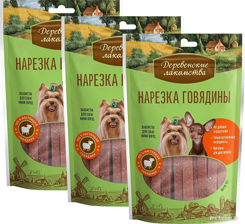 Лакомство для собак Деревенские лакомства Нарезка говядины 3x55 г