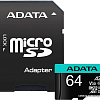 Карта памяти A-Data Premier Pro AUSDX64GUI3V30SA2-RA1 microSDXC 64GB (с адаптером)