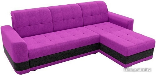 Угловой диван Mebelico Честер 61119 (правый, вельвет, фиолетовый/черный)
