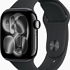 Умные часы Apple Watch Series 11 42 мм (алюминиевый корпус, черный/черный, спортивный силиконовый ремешок S/M)