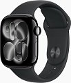 Умные часы Apple Watch Series 11 42 мм (алюминиевый корпус, черный/черный, спортивный силиконовый ремешок S/M)