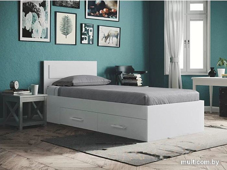 Кровать Mio Tesoro Абрау с ящиками 90x200 (белый текстурный)