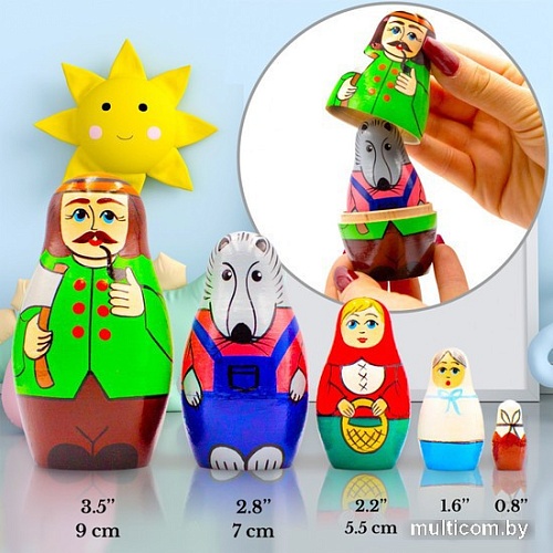 Развивающая игра Брестская Матрешка Красная Шапочка (набор 5 шт)
