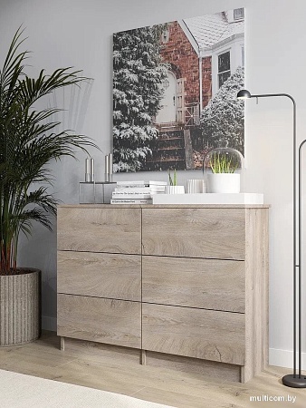 Комод Горизонт Нео 1050 6 ящиков (дуб эндгрейн)