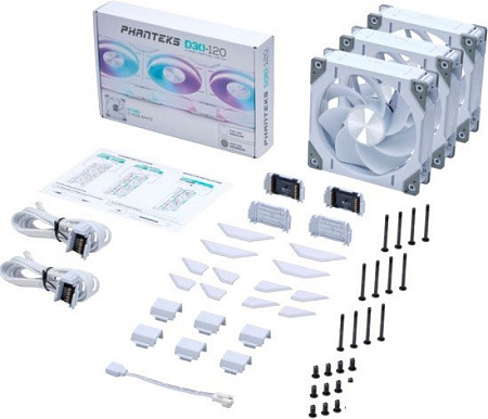 Набор вентиляторов Phanteks D30-120 D-RGB Reversed White Triple PH-F120D30R_DRGB_PWM_WT01_3P