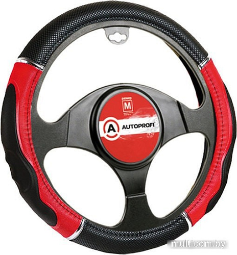 Оплетка на руль Autoprofi GL-1020 BK/RD (M) (черный/красный)