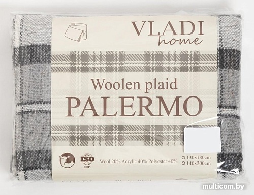 Плед Vladi Palermo 140x200 (белый/серый)