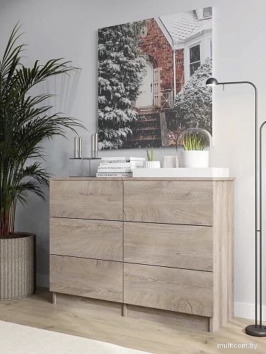 Комод Горизонт Нео 1050 6 ящиков (дуб эндгрейн)