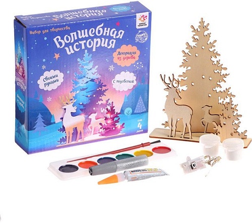 Набор для создания поделок/игрушек Школа талантов 3D картина-ночник. Олени в лесу 4904107