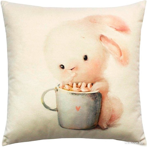 Декоративная подушка Matex Fluffy. Зайка и кофеек 62-363 (молочный/светло-серый)