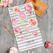 Полотенце Этель Пионы 7599088 (белый/розовый/серый)