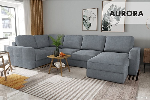 П-образный диван Mio Tesoro Aurora компл.3 правый (Kashemir 974 серый)