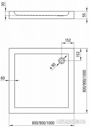 Душевой поддон Deante Minimal 80x80 KTN 042B