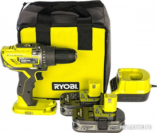 Дрель-шуруповерт Ryobi R18DD3-225S 5133003349 (с 2-мя АКБ 2.5 Ah, сумка)