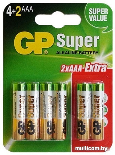 Батарейки GP Super LR03/24A 6BP