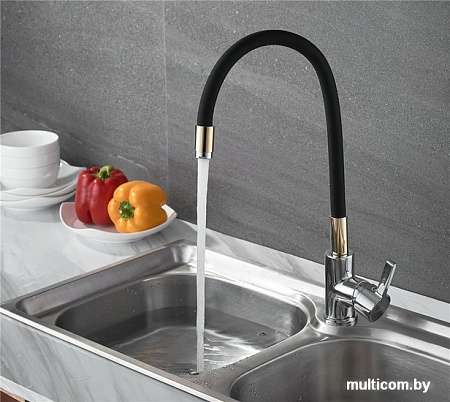 Смеситель Ledeme H98 L4898-10 (черный/хром/золотой)