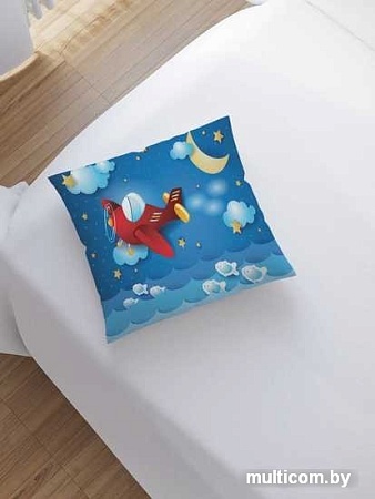 Чехол на подушку JoyArty Мультяшный самолетик в ночном небе sl_26892