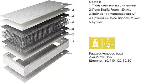 Матрас Пинскдрев Карола 90x200