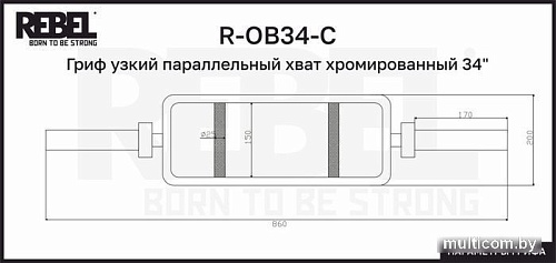 Гриф для штанги Rebel R-OB34-С