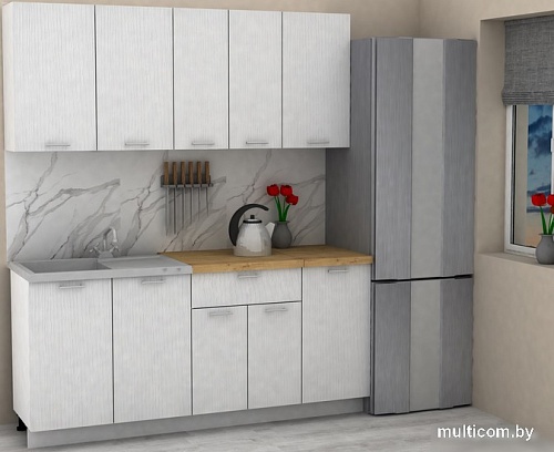 Готовая кухня ЭлиГард Lion 1.8 (белый структурный/дуб бунратти)
