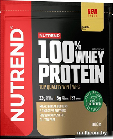 Протеин сывороточный (изолят) Nutrend 100% Whey Protein (1000г, ваниль)