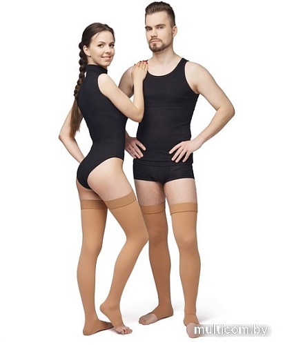 Чулки компрессионные Польза 4001 Iкл (р.4 (L), бежевый)