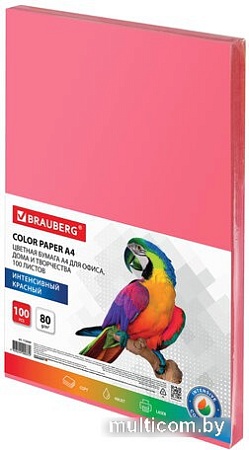 Офисная бумага BRAUBERG А4 80 г/м2 100 л 112449 (красный)