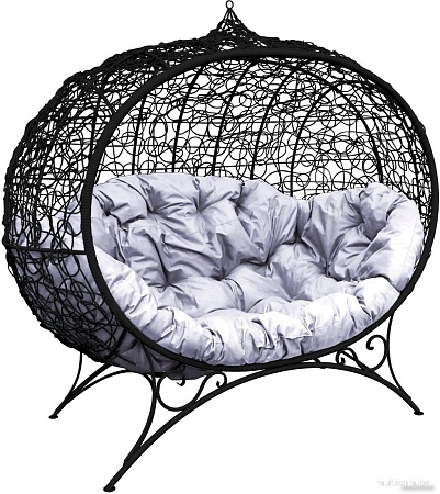 Садовый диван M-Group Улей на ножках 11220409 (черный ротанг/серая подушка)