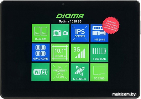 Планшет Digma Optima 1028 TS1215PG 8GB 3G (черный)