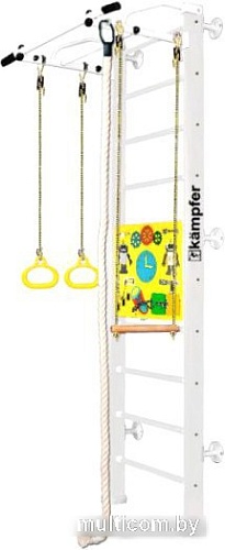 Детский спортивный комплекс Kampfer Helena Wall Busyboard (стандарт, жемчужный/бизиборд желтый)