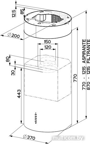 Кухонная вытяжка Faber Cylind I.Evo Plus WH Gloss A37 FB